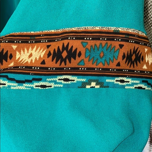 Sheer Aztec print Teal top-Yoyo 5 brand - Picture 3 of 5
